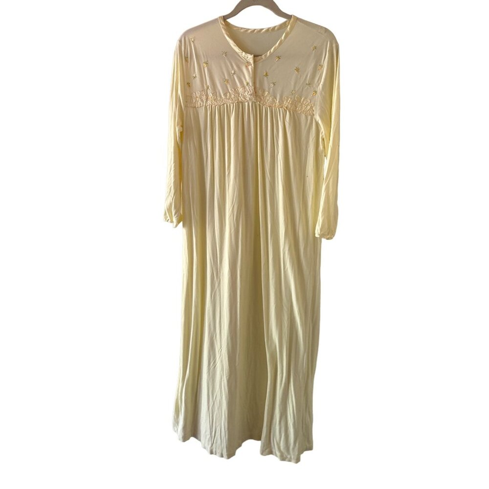 Vintage‎ 1970s Schrank Girls Yellow Long Sleeve Long Night Gown Size Large